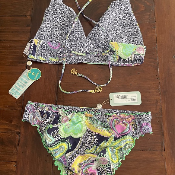 NWT Luli Fama Reversible Two Piece Bikini set- Dynasty Marino - Picture 2 of 8